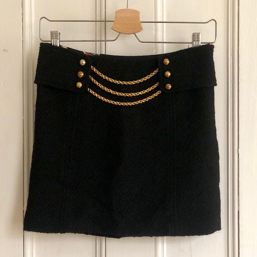 Black Wool Boucle Milly Miniskirt